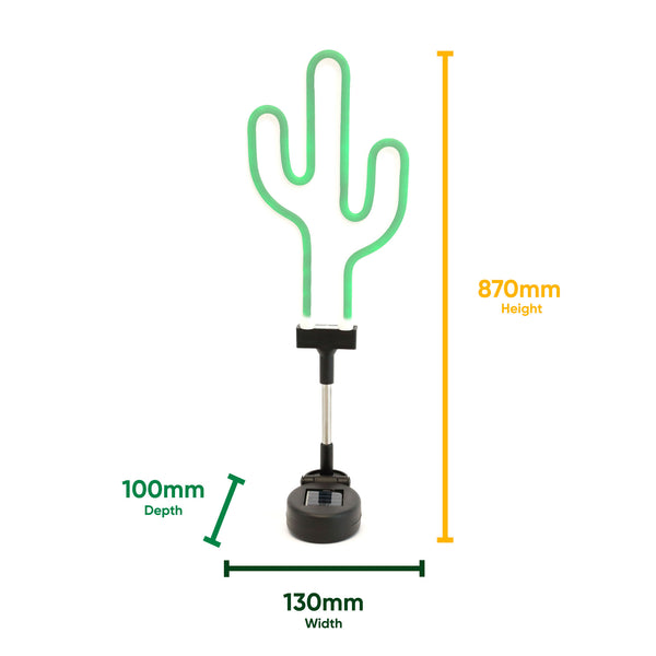 Solar Neon Effect Cactus Stake Light – Green LED Garden Light