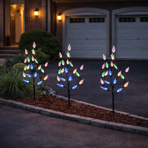Pack of 3 Multi-Coloured LED Solar Tree Lights – Outdoor Garden Stake Lights