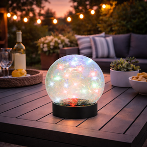 Solar Crackle Ball Light – Multi-Coloured 15cm LED Globe