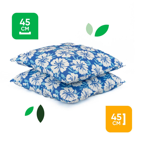 Pair of Outdoor Scatter Cushions – Blue Hawaiian Design