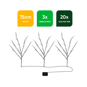 Solar Tree Lights – Pack of 3 with 60 White LED Stake Lights