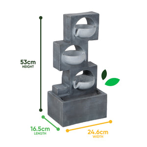 Solar Water Feature – Geometric Steps Fountain with LED Lights & Battery Backup