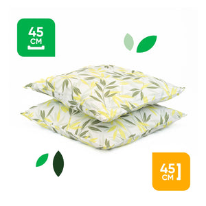 Pair of Outdoor Scatter Cushions - Green/Grey Leaf Design