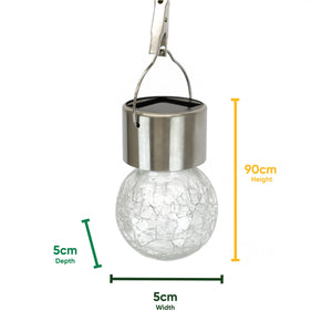 Pack of 4 Solar Hanging Lights – Crackle Glass Ball LED Lights
