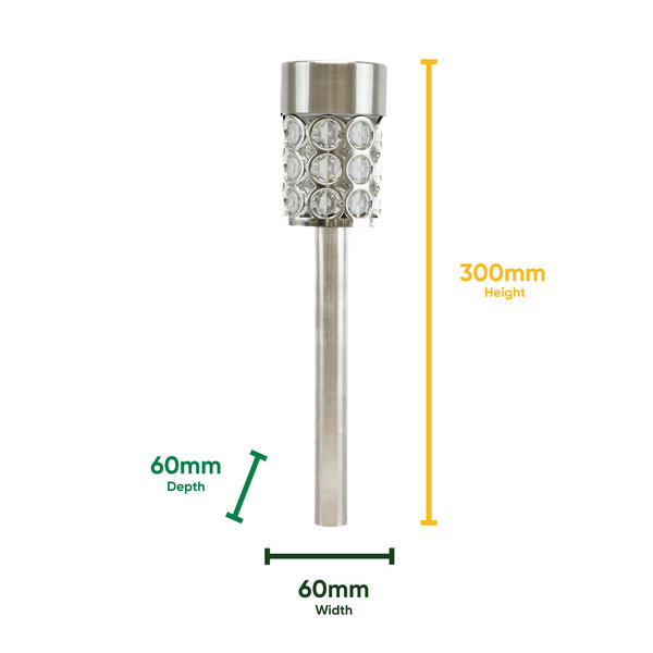 Pack of 4 Solar Crystal Stake Lights – Colour Changing LED Garden Lights
