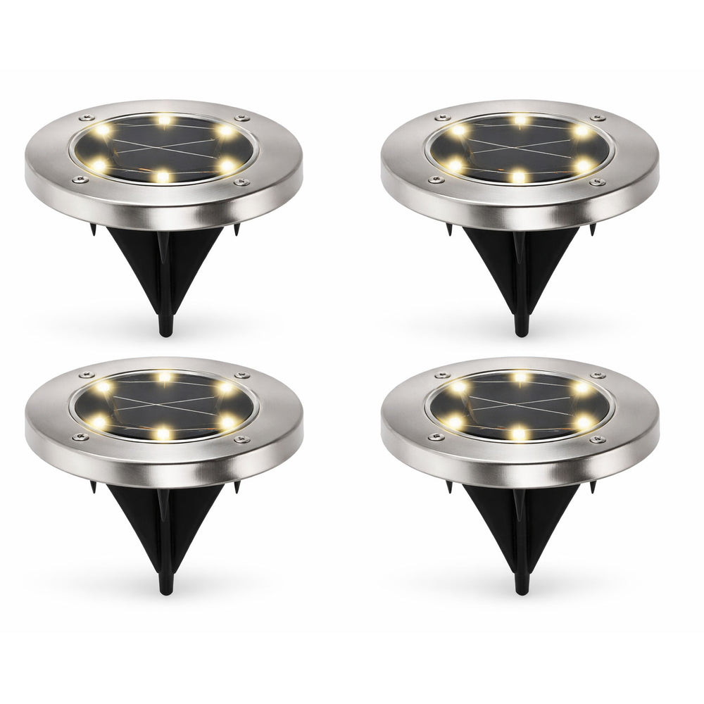 Pack of 4 Solar Deck Lights – White LED Outdoor Lights