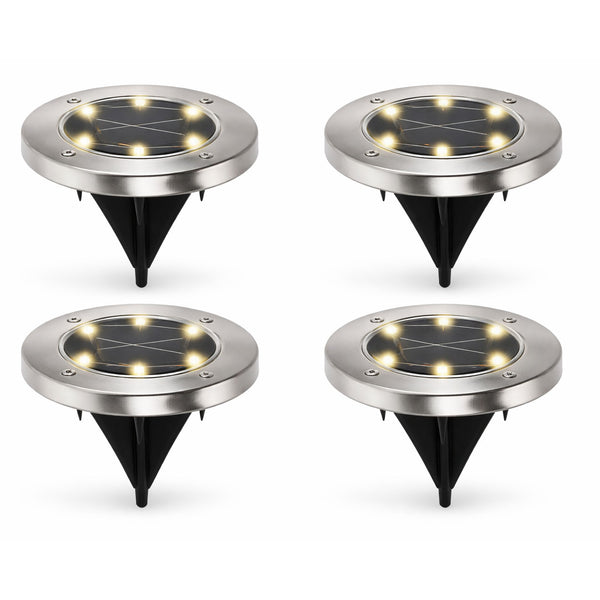 Pack of 4 Solar Deck Lights – White LED Outdoor Lights