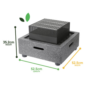 MGO Square Firepit BBQ – 2-in-1 Outdoor Fire Bowl with Grill