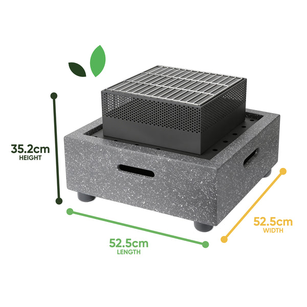 MGO Square Firepit BBQ – 2-in-1 Outdoor Fire Bowl with Grill