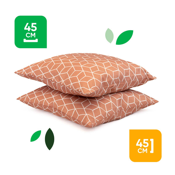 Pair of Outdoor Scatter Cushions – Orange Cube Design