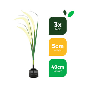 Pack of 3 Solar Setaria Viridis Stake Lights – Decorative Grass Effect LED Garden Lights