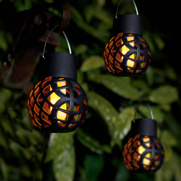 Pack of 6 Solar Hanging Lanterns – Dancing Flame LED Lights