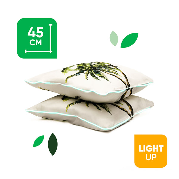 Pair of Outdoor Scatter Cushions – Light-Up Palm Design