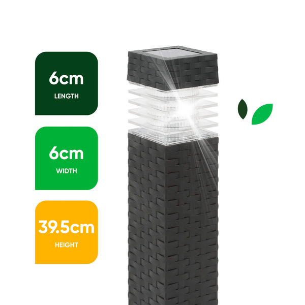 Pack of 4 Rattan Style Solar Stake Lights – White LED Garden Path Lights