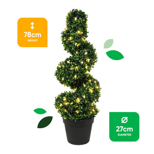 Solar Faux Plant – Twist Topiary Tree in Pot with 100 LED Lights