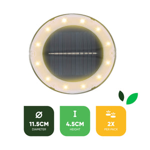 Pack of 2 Solar Deck Lights – Bright White LED Outdoor Step & Pathway Lights