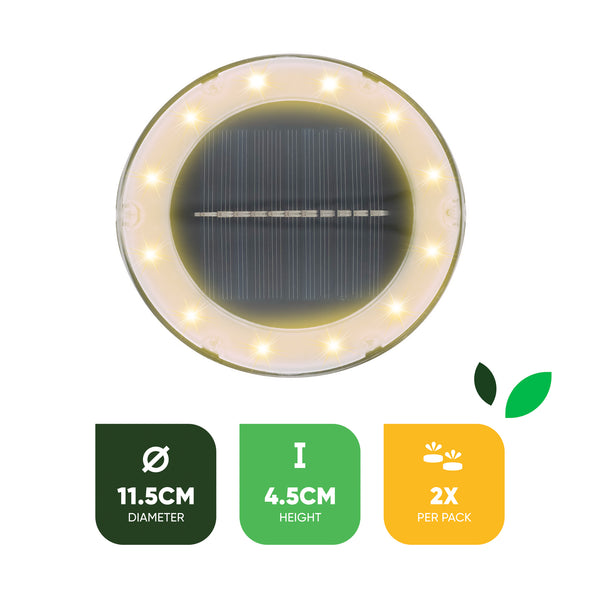 Pack of 2 Solar Deck Lights – Bright White LED Outdoor Step & Pathway Lights