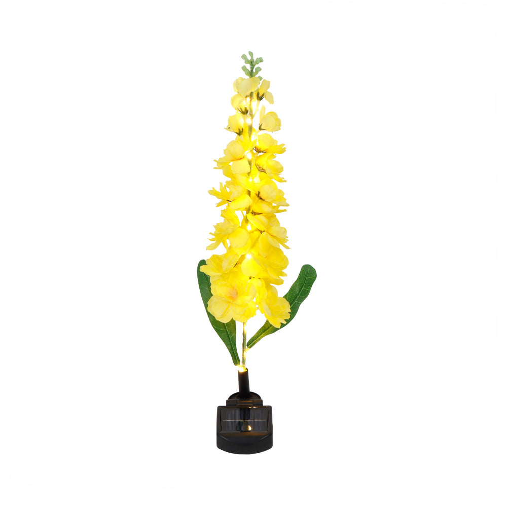 Yellow Delphinium Solar Stake Light – 20 Warm White LED Garden Light
