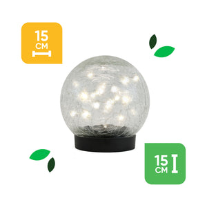 Giant 15cm Solar Crackle Glass Sphere Light – Warm White LED Garden Globe