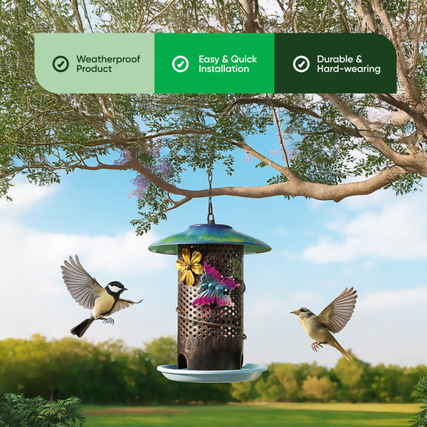 Solar Bird Feeder – Hanging Feeder with LED Light