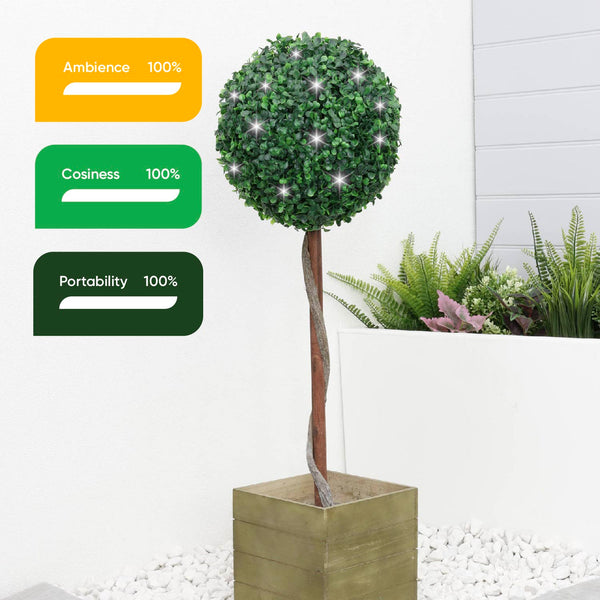Solar Faux Plant – Bay Ball Tree in Pot with 100 LED Lights