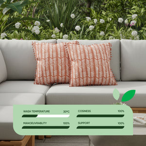 Pair of Outdoor Scatter Cushions – Terracotta Fern Design