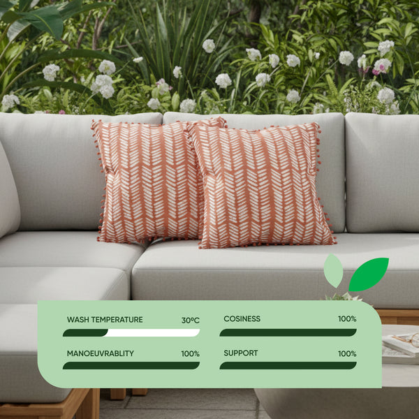 Pair of Outdoor Scatter Cushions – Terracotta Fern Design