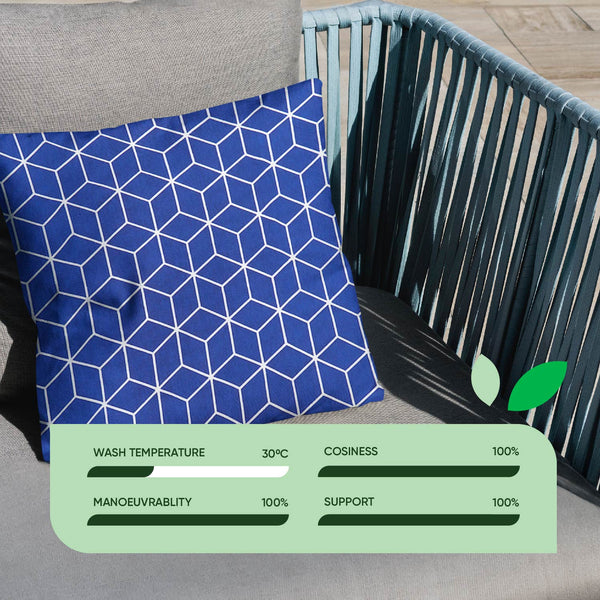 Pair of Outdoor Scatter Cushions – Blue Cube Design