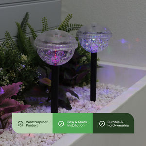 Pack of 2 Solar Disco Stake LED Lights – Colour Changing Garden Lights