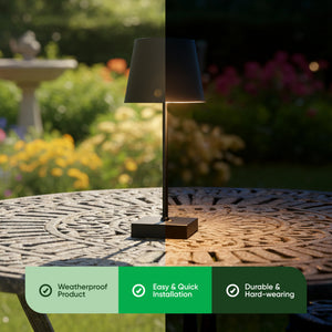 Pack of 2 Solar Table Lamp Light Black – Warm White LED Lamps