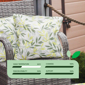 Pair of Outdoor Scatter Cushions - Green/Grey Leaf Design