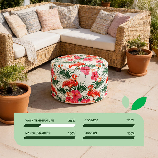 Outdoor Pouf Ottoman - Flamingo Inflatable Footstool