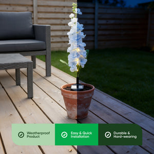Blue Delphinium Solar Stake Light – 20 Warm White LED Garden Light