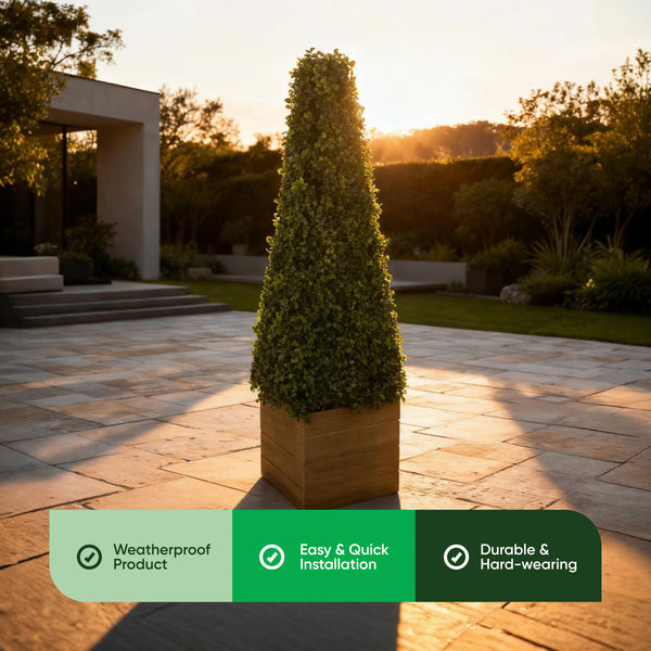 Solar Faux Plant – Obelisk Topiary with 100 LED Lights