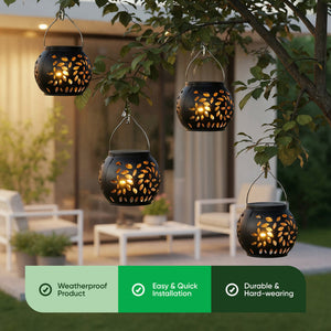 Pack of 4 Hanging Versatile Solar Lanterns – 2-in-1 Tabletop & Hanging LED Garden Lights