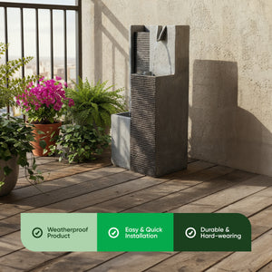 Solar Water Feature – Harmony Pillars Fountain with LED Lights & Battery Backup