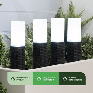Pack of 4 Solar Stake Lights – Rattan Effect LED Lights