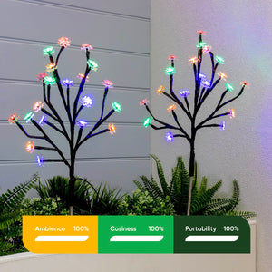 Pack of 2 Solar Stake Lights – Flower Tree LED Lights