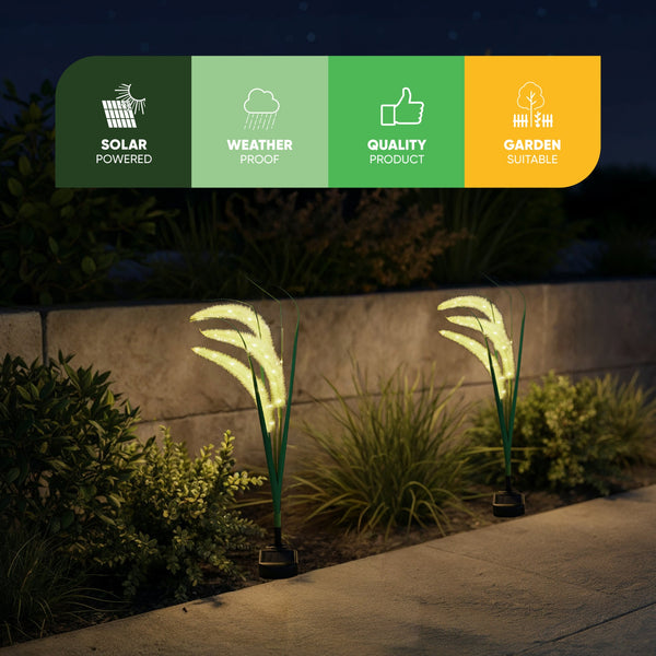 Pack of 3 Solar Setaria Viridis Stake Lights – Decorative Grass Effect LED Garden Lights