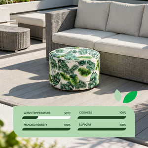 Outdoor Pouf Ottoman – Botanical Green Palm Inflatable Footstool
