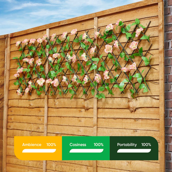 Solar Garden Trellis – Pink Flower Trellis with LED Lights