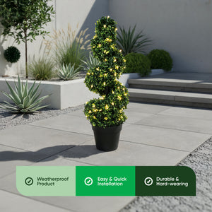 Solar Faux Plant – Twist Topiary Tree in Pot with 100 LED Lights