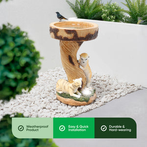 Solar Bird Bath – Meerkat Garden Ornament with LED Light