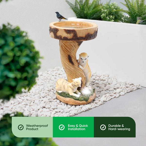 Solar Bird Bath – Meerkat Garden Ornament with LED Light