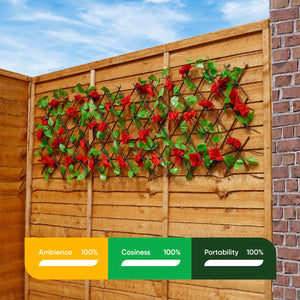 Solar Garden Trellis – Red Flower Trellis with LED Lights