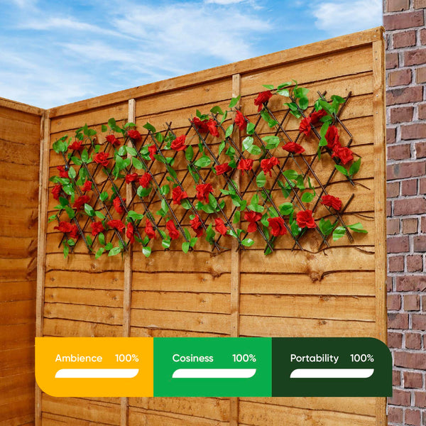 Solar Garden Trellis – Red Flower Trellis with LED Lights