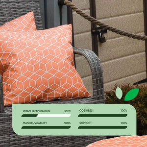 Pair of Outdoor Scatter Cushions – Orange Cube Design