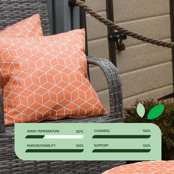 Pair of Outdoor Scatter Cushions – Orange Cube Design