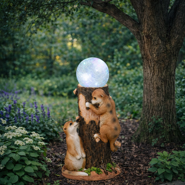 Solar Meerkat Colour Changing Ball Light – LED Crackle Globe Garden Ornament