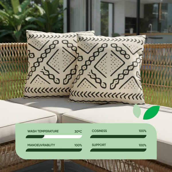 Pair of Outdoor Scatter Cushions – Aztec Tribal Design